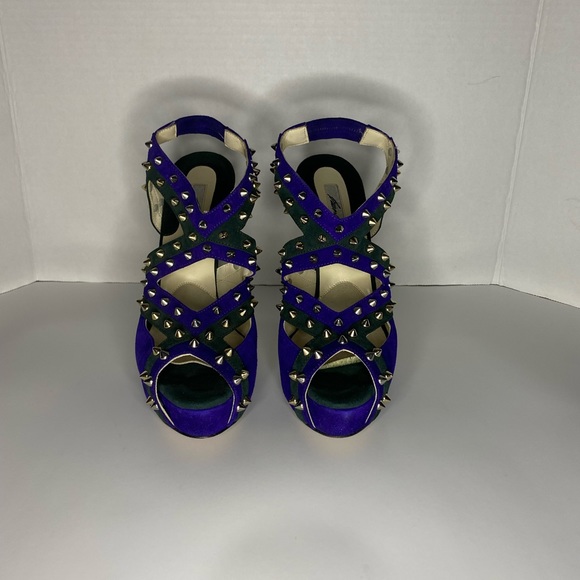 Brian Atwood Suede Purple and Green Heels. Size 39. Worn for a few shoots. - Picture 1 of 9